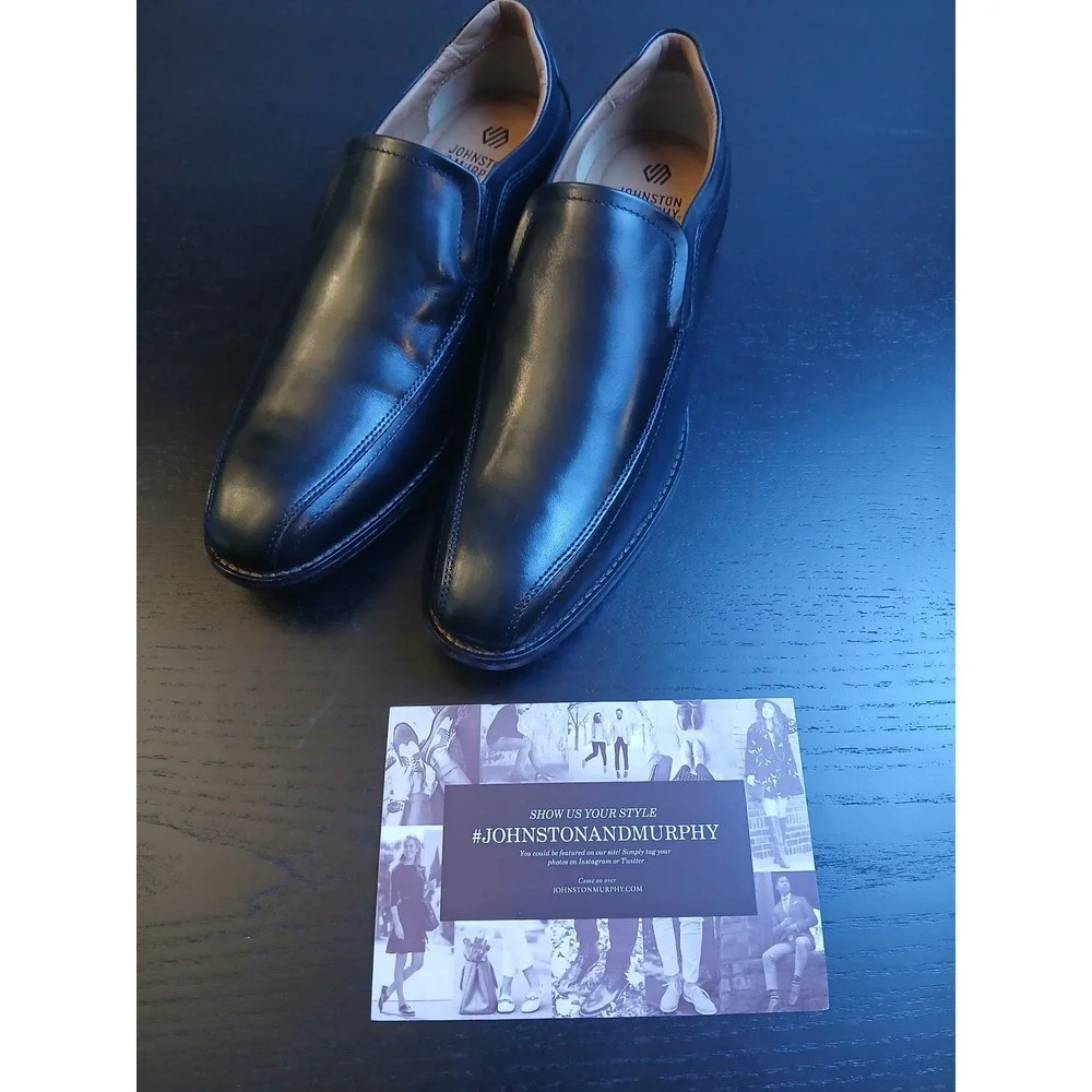 Johnston & Murphy Lewis Black Full Grain Leather Slip On Loafers Mens 8M 15-7965